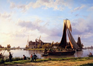 Ship sailing through canal